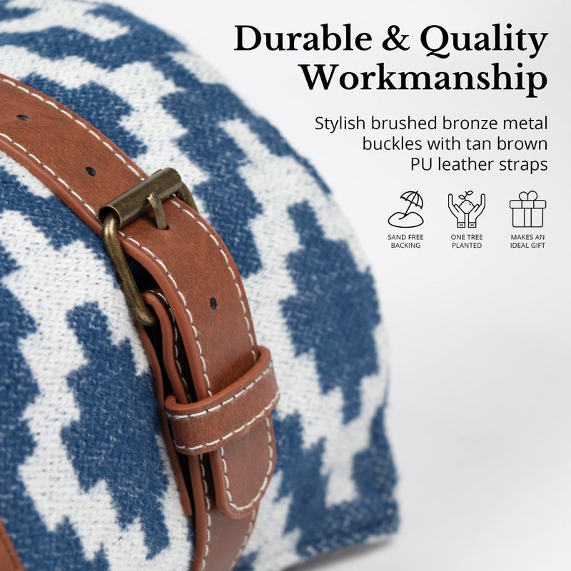 Komorebi Extra Large Picnic Blanket - 78â€ x 59â€ - Waterproof Outdoor Blanket, Foldable & Portable Sandproof Beach Blanket - Blue Travel Mat with Soft Cotton & Carry Handle - Image 4